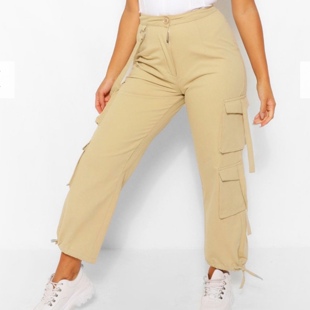 Petite Cotton Twill Utility Pocket Combat Trouser boohoo